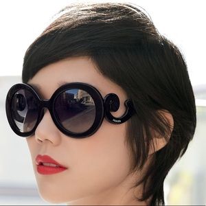 PRADA MINIMAL BAROQUE BLACK SUNGLASSES